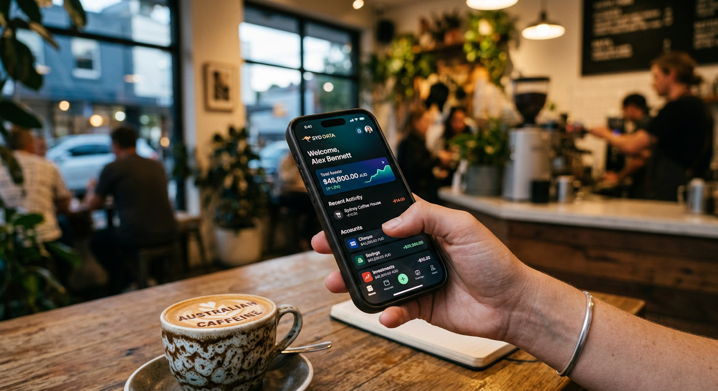 Mobile banking experience in a cafe